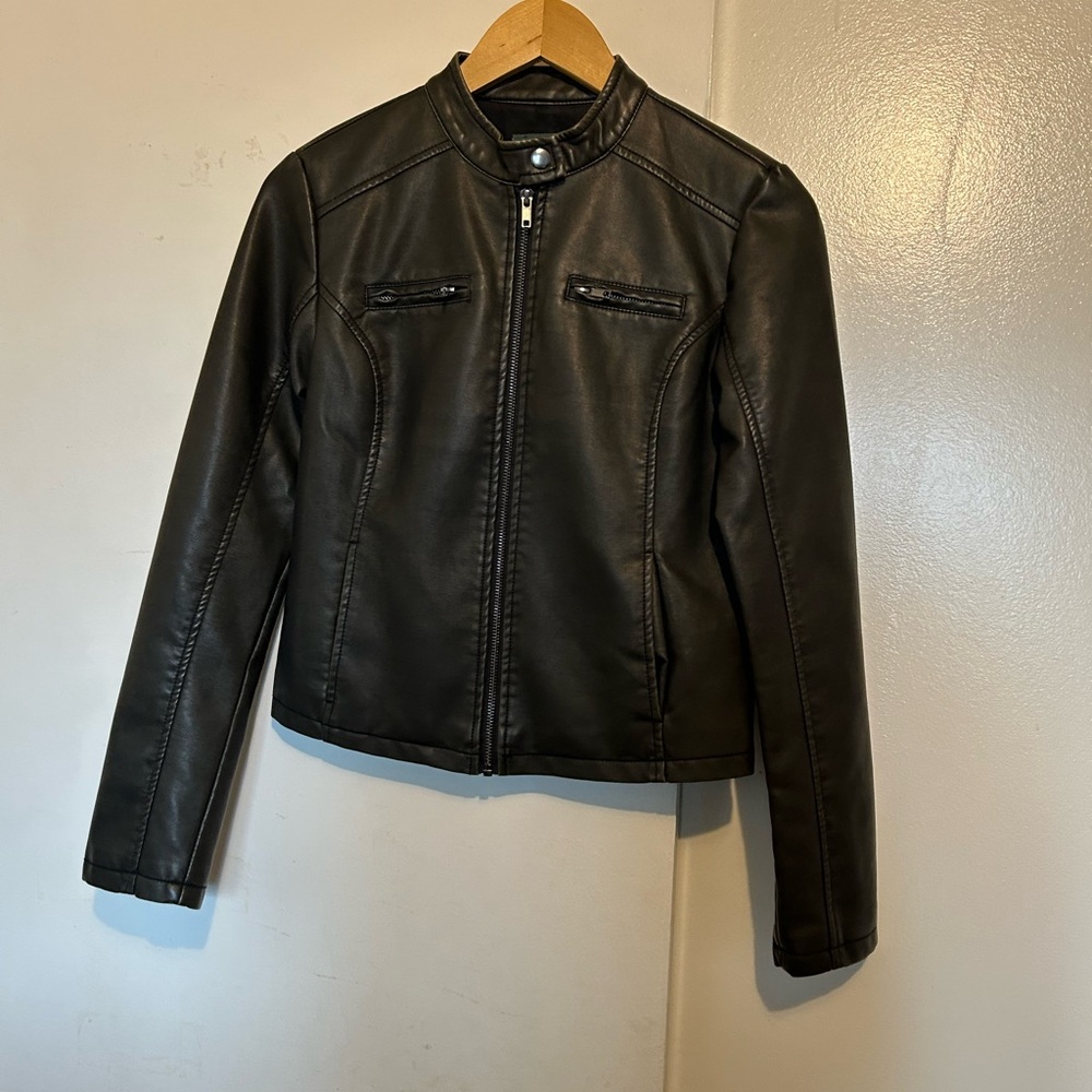 Brown Faux Leather Women's Jacket